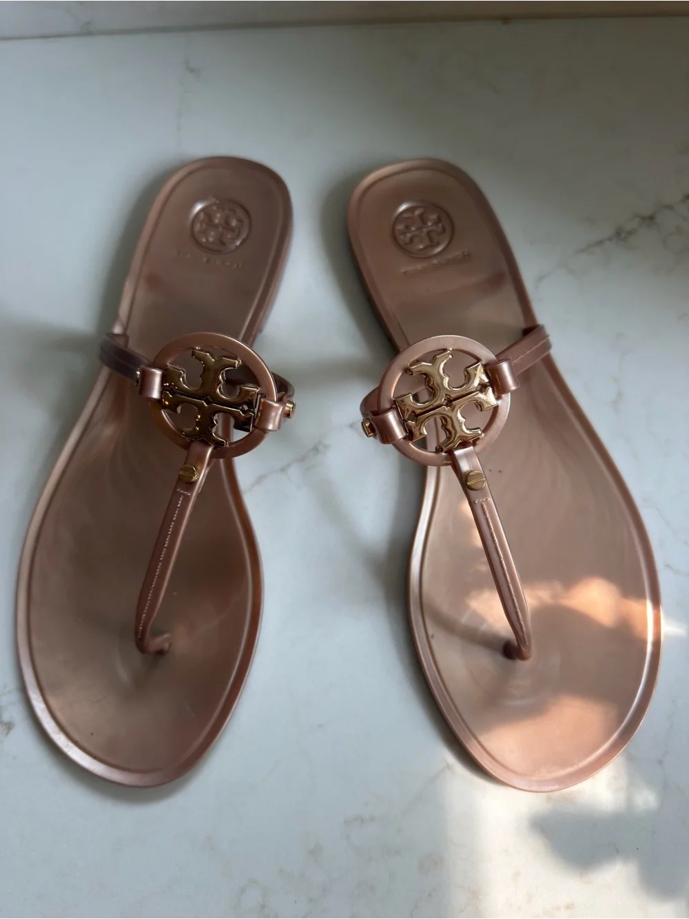 Tory Burch Pink Blush Logo Jelly Thong Sandals